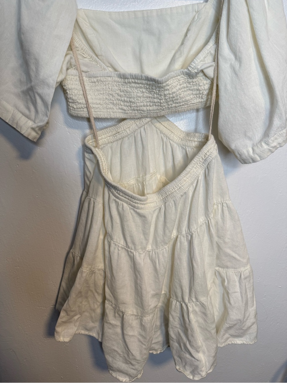 Free People Cross of Sunlight Mini Dress in ivory. - Picture 8 of 12
